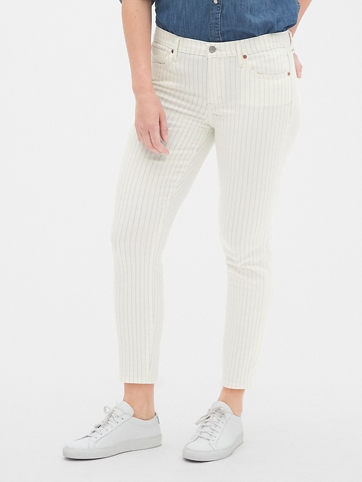 Image number 1 showing, Mid Rise Stripe True Skinny Ankle Jeans