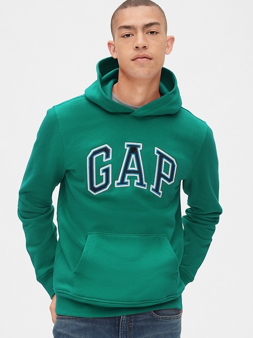 1 of 8 showing, with the color jade fountain green of product Gap Arch Logo Hoodie