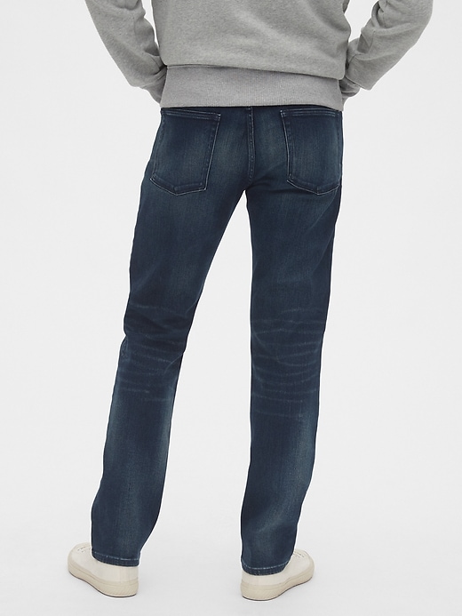 2 of 8 showing, with the color dark indigo blue of product Soft Wear Straight Jeans with GapFlex