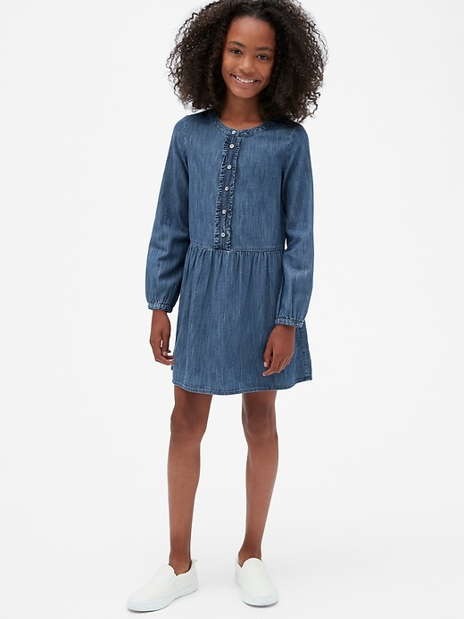 Image number 2 showing, Kids Ruffle Denim Dress