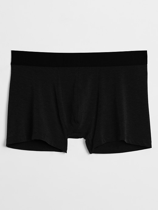 1 of 8 showing, with the color true black of product 3" Breathe Boxer Brief Trunks