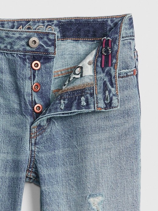 Image number 4 showing, Kids High Rise Destructed Relaxed Straight Jeans