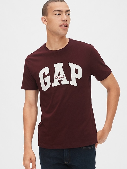 1 of 8 showing, with the color pinot noir red of product Gap Logo Crewneck T-Shirt