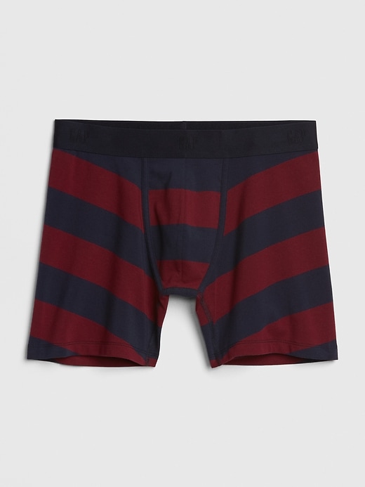 1 of 8 showing, with the color red rugby stripe of product 5" Stripe Boxer Briefs