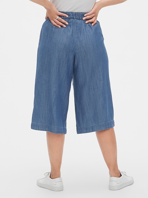 2 of 8 showing, with the color medium indigo of product High Rise Culottes in TENCEL™