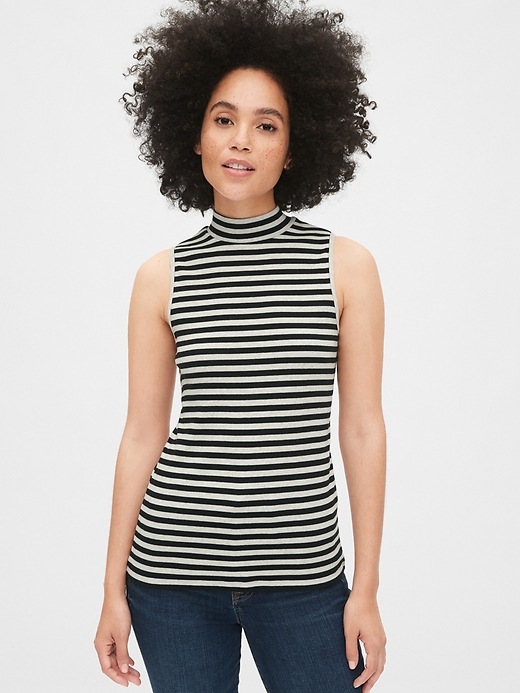Featherweight Ribbed Stripe Mockneck Tank