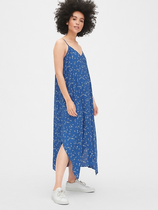 Image number 1 showing, Cami Floral Print Handkerchief Midi Dress