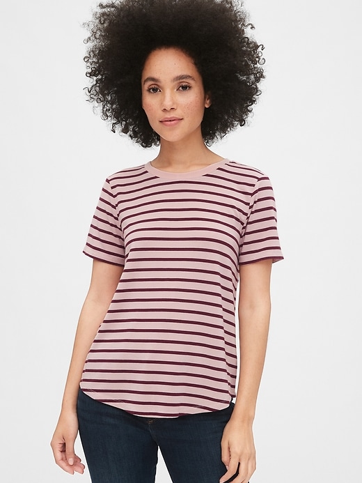 View large product image 1 of 1. Stripe Crewneck T-Shirt in Modal Jersey