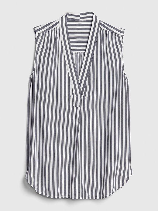 Image number 6 showing, Sleeveless Stripe V-Neck Popover Shirt