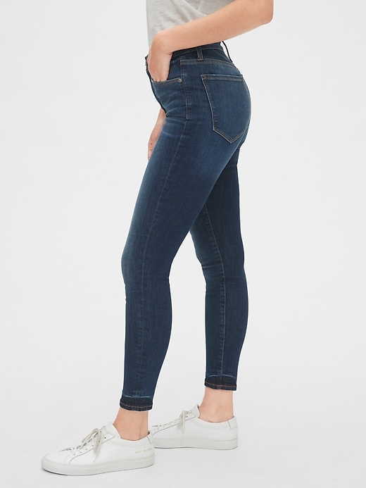 1 of 8 showing, with the color dark indigo of product High Rise True Skinny Ankle Jeans in Sculpt with Secret Smoothing Pockets