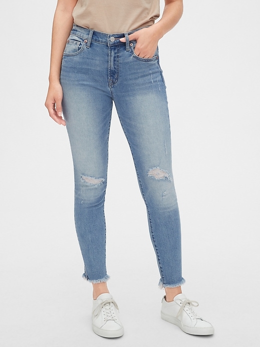 Mid Rise Distressed True Skinny Ankle Jeans With Washwell&#153