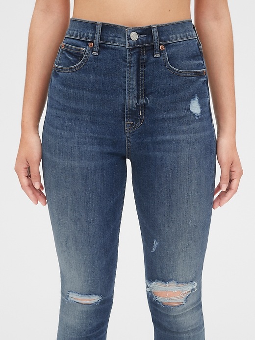 Image number 5 showing, Sky High Distressed True Skinny Jeans with Secret Smoothing Pockets