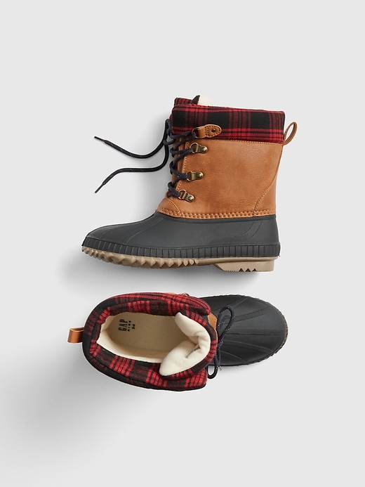 View large product image 1 of 1. Kids Plaid Duck Boots