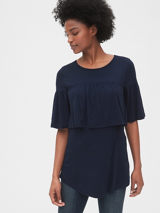 View large product image 1 of 1. Maternity Ruffle Nursing Top