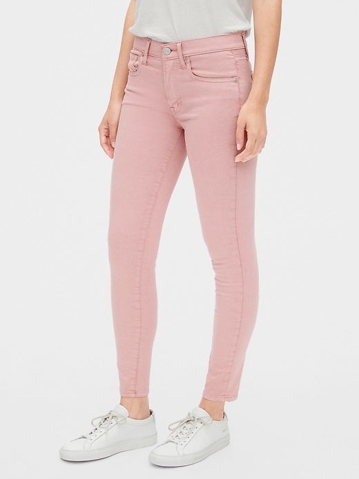 1 of 8 showing, with the color cavan pink rose of product Soft Wear Mid Rise True Skinny Ankle Jeans in Color