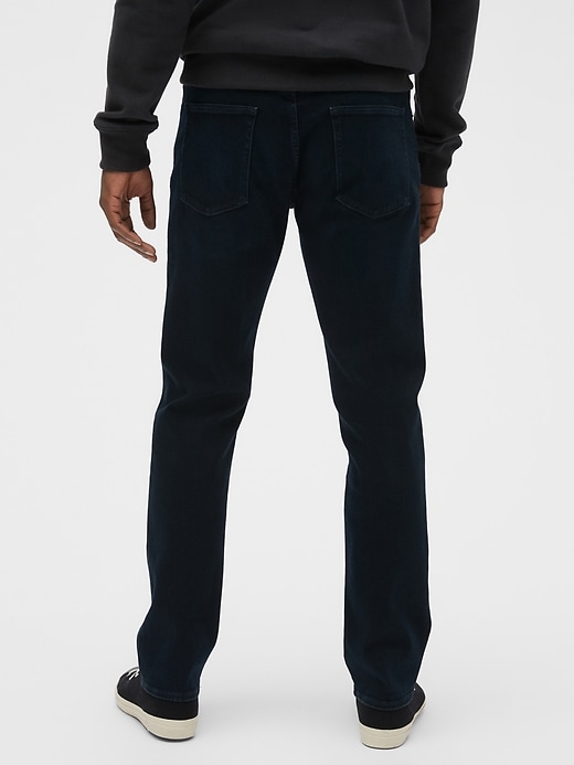 2 of 8 showing, with the color dark blue of product Soft Wear Straight Jeans with GapFlex