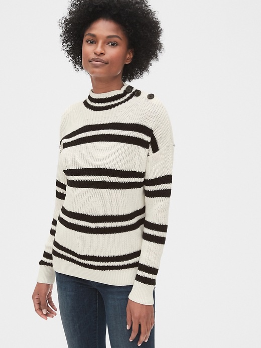 Mockneck Button-Shoulder Pullover Sweater | Gap