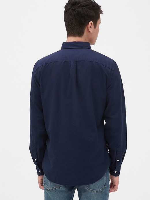 2 of 8 showing, with the color blue of product Lived-In Stretch Oxford Shirt