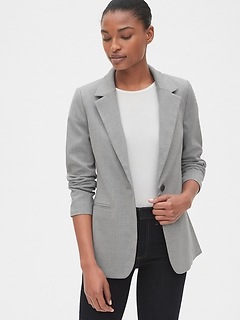 gap classic plaid girlfriend blazer