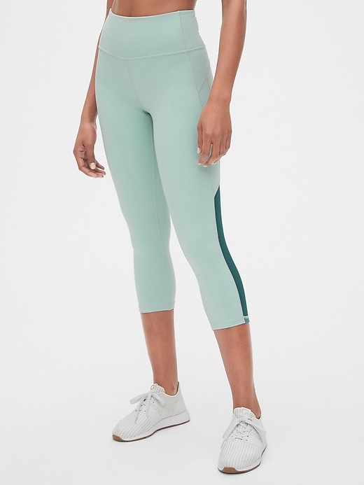 Image number 8 showing, GapFit High Rise Mesh-Inset Capris in Eclipse