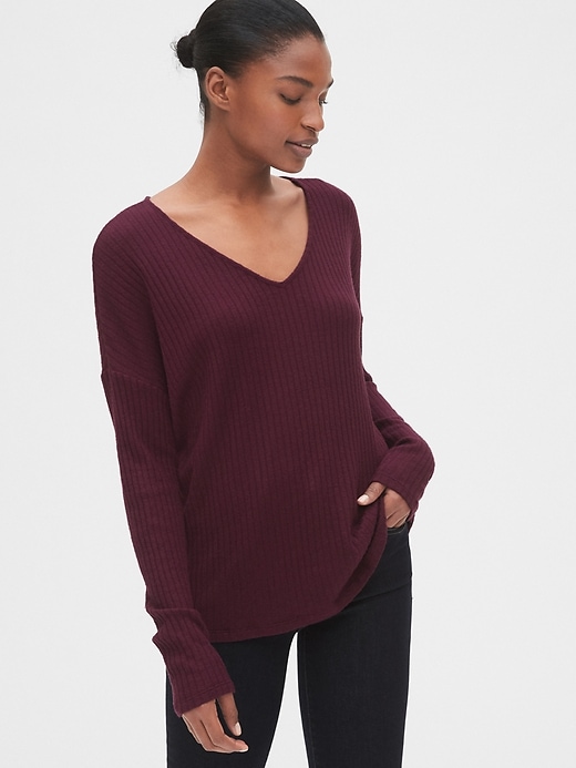 Image number 8 showing, Relaxed Ribbed V-Neck T-Shirt