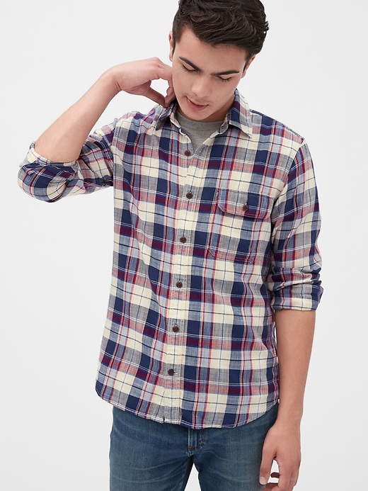 Image number 1 showing, Slub Plaid Flannel Shirt in Standard Fit