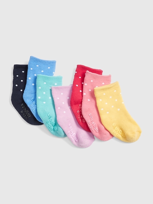 1 of 8 showing, with the color jelly bean pink of product Baby Dot Crew Socks (7-Pack)