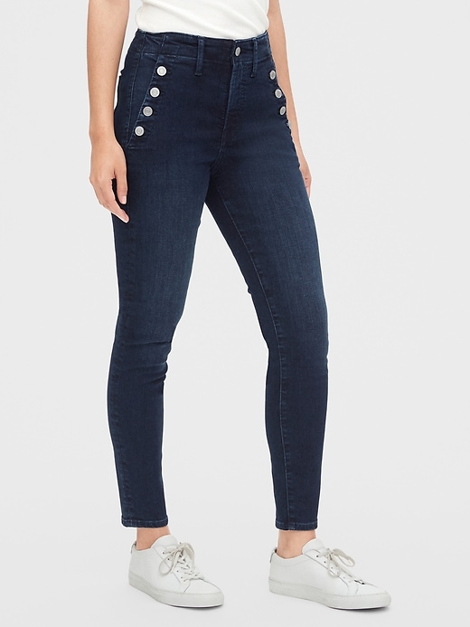 Image number 1 showing, High Rise True Skinny Sailor Ankle Jeans with Secret Smoothing Pockets