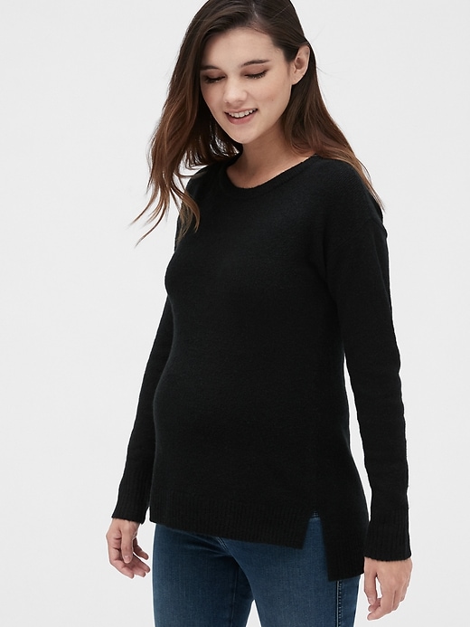 Image number 7 showing, Maternity Side-Slit Boatneck Sweater Tunic