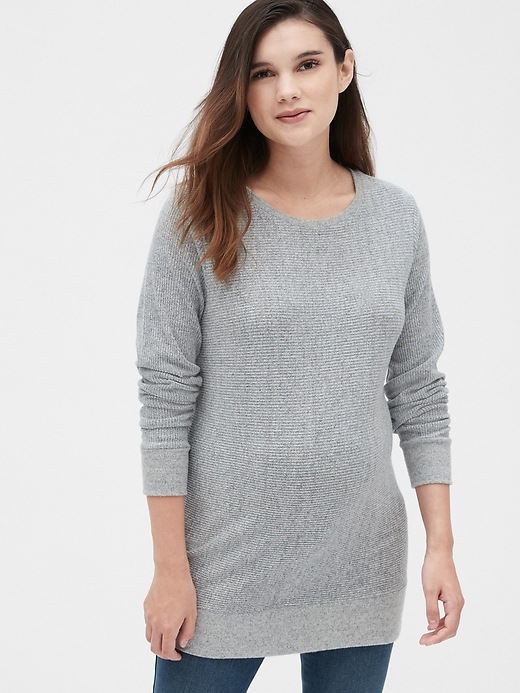 Maternity Softspun Ribbed Crewneck Sweater Tunic Gap