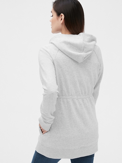 2 of 8 showing, with the color heather grey of product Maternity Cinched-Waist Hoodie