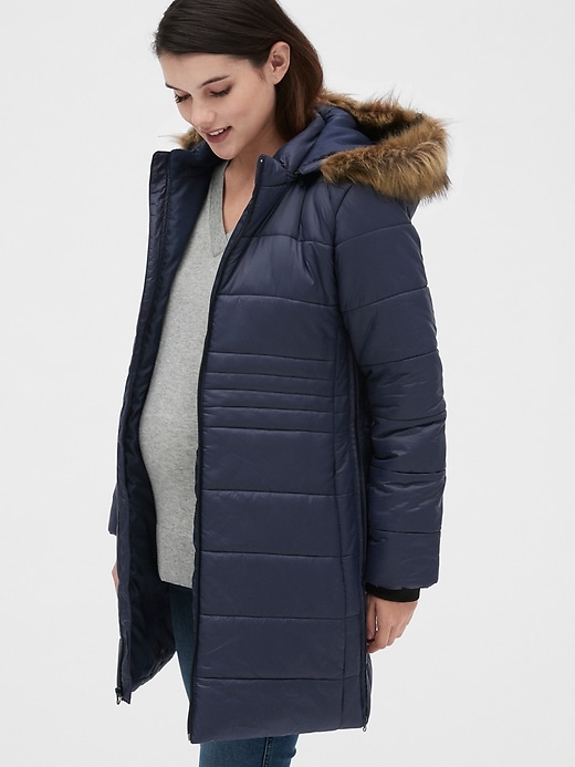 Image number 1 showing, Maternity ColdControl Puffer Coat with Detachable Hood