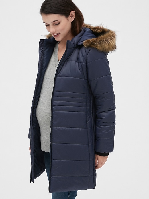 Maternity ColdControl Puffer Coat with Detachable Hood Gap