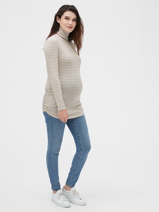 Image number 3 showing, Maternity Ribbed Turtleneck in Modal