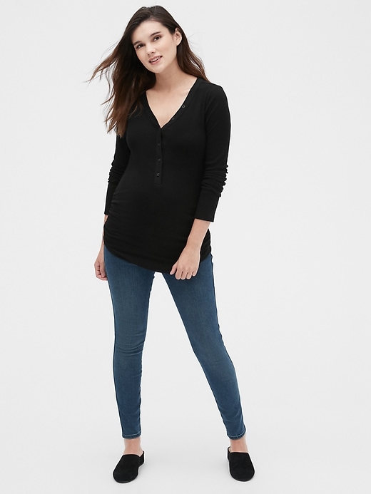 Image number 3 showing, Maternity Featherweight Ribbed Henley