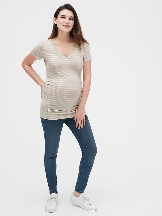 Image number 3 showing, Maternity Pure Body Stripe V-Neck T-Shirt