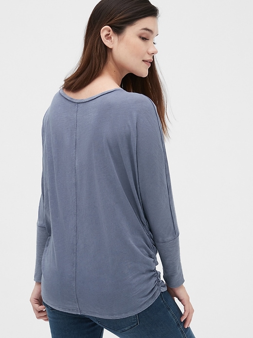 2 of 8 showing, with the color captiva blue of product Maternity Slub Dolman Sleeve T-Shirt