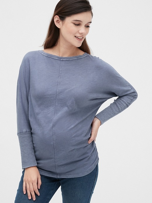 1 of 8 showing, with the color captiva blue of product Maternity Slub Dolman Sleeve T-Shirt