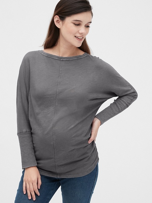 View large product image 1 of 1. Maternity Slub Dolman Sleeve T-Shirt