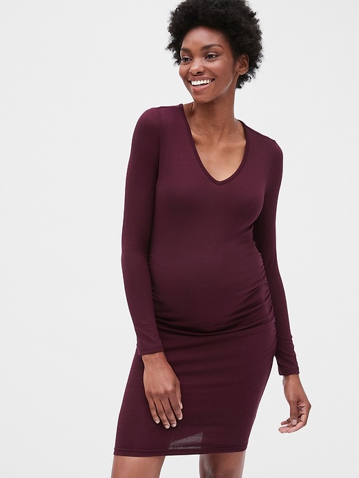 Image number 5 showing, Maternity Softspun V-Neck T-Shirt Dress