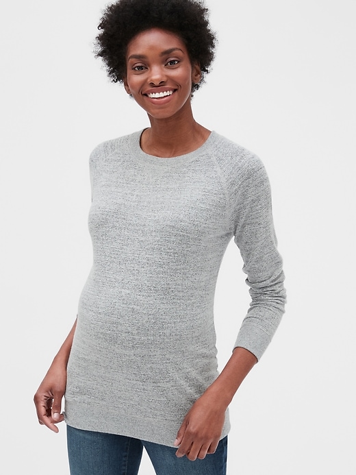 1 of 8 showing, with the color space dye grey marl of product Maternity Softspun Sweatshirt
