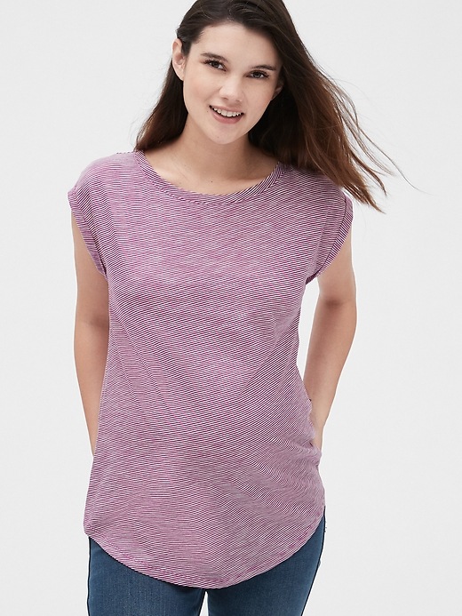 View large product image 1 of 1. Maternity Slub Roll Sleeve T-Shirt