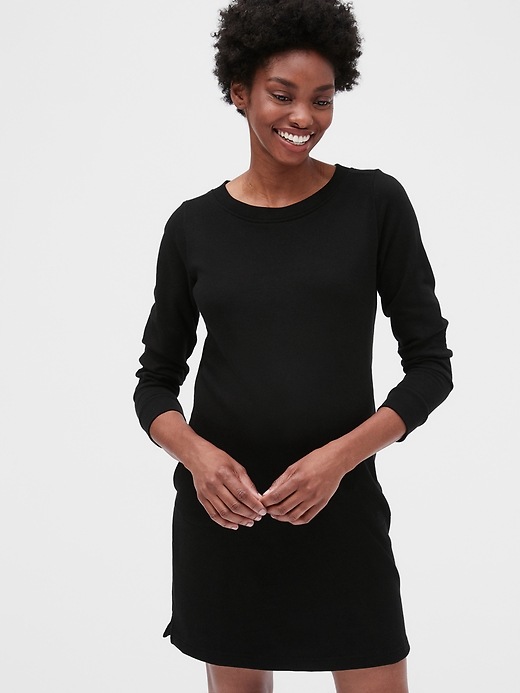 Image number 1 showing, Maternity Three-Quarter Sleeve Sweatshirt Dress in French Terry