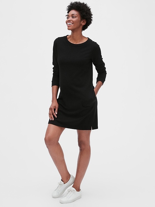Image number 3 showing, Maternity Three-Quarter Sleeve Sweatshirt Dress in French Terry