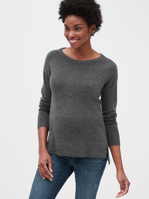 Image number 6 showing, Maternity Side-Slit Boatneck Sweater Tunic