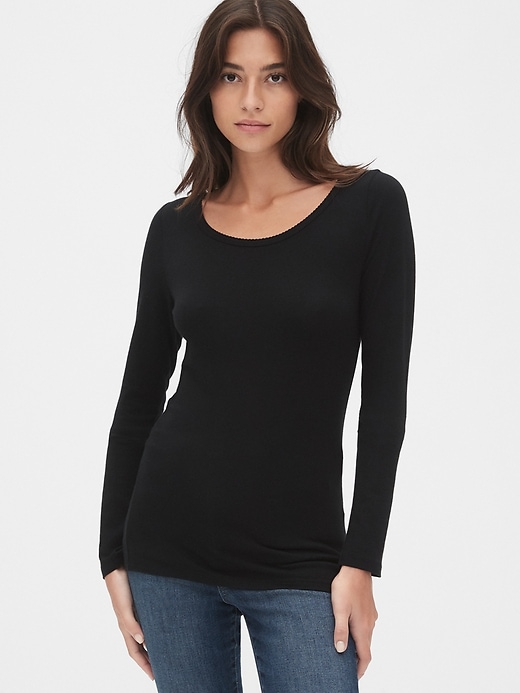 Image number 1 showing, Featherweight Long Sleeve Scoopneck T-Shirt