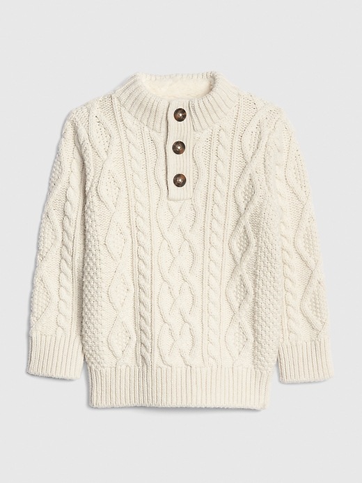 Image number 1 showing, Toddler Cable-Knit Mockneck Sweater