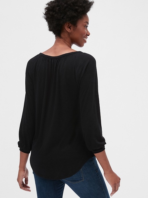 2 of 8 showing, with the color true black of product Maternity Soft Slub Henley