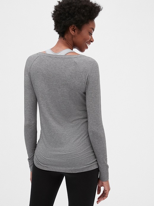 2 of 8 showing, with the color heather grey of product Maternity GapFit Breathe Tie-Hem Top