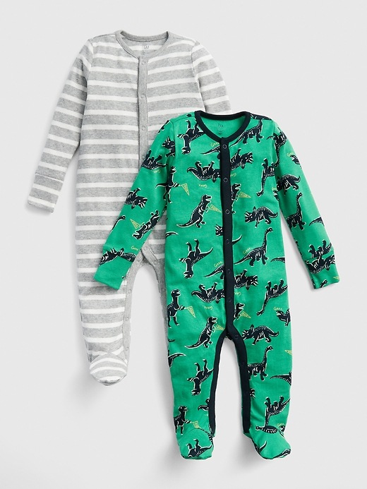 Image number 1 showing, Baby Dino Footed One-Piece (2-Pack)